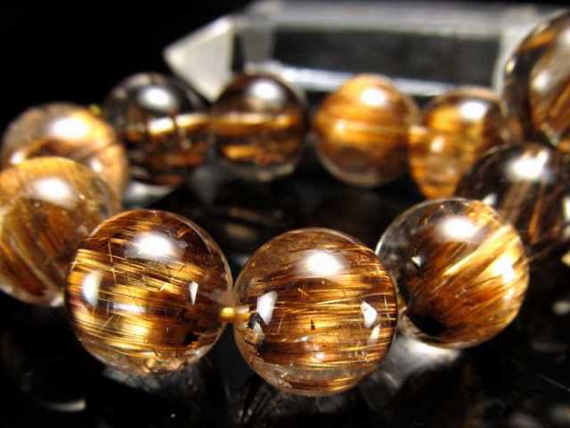 ブラウンルチルクォーツ ブレスレット 12mm （一点もの】レッドルチル 