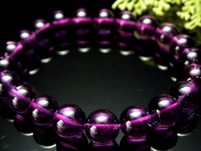 5a級 超透明濃い紫 アメジスト 紫水晶 ブレスレット 9mm 9 5mm 21珠 曇りなし 一点物 愛の守護石 ウルグアイ産 Sai