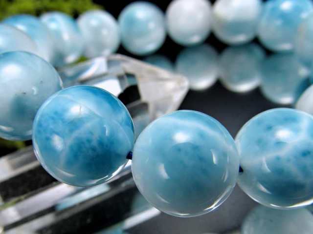 水面模様くっきり 濃いブルー 4A ラリマー ブレスレット 13mm-14mm×15  