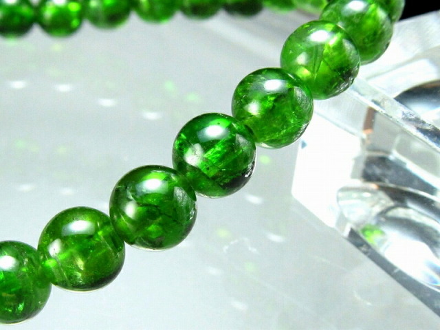 4a クロムダイオプサイト ブレスレット 5mm 5 5mm 33珠 超透明宝石質 深みのある鮮やかな緑色 知恵と叡智の石 一点もの ロシア産 Sai Comrose