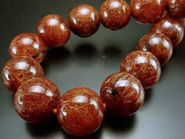 線香花火のように美しく広がる針 5A ブラウンオレンジ ルチル クォーツ 爆裂 ブレスレット 10mm-10.5mm×20珠 金運と活力の石 一点もの ブラジル産 sai