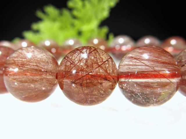 3A レッドルチルクォーツ ブレスレット 11mm-11.5mm×18珠 透明赤針 