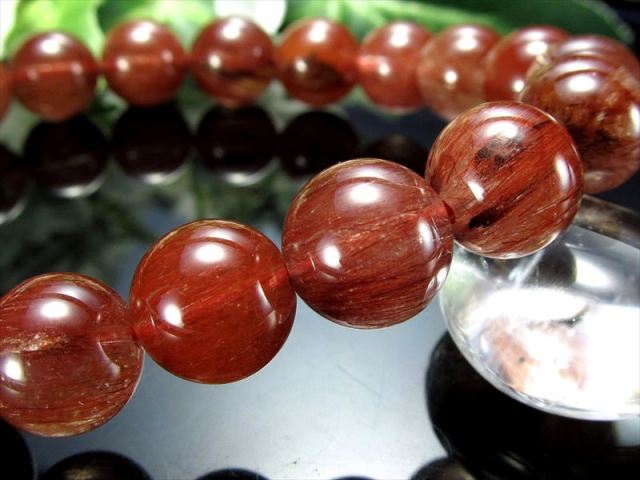 濃厚 4A レッドルチルクォーツ ブレスレット 10.5mm-11mm×19珠 透明赤 
