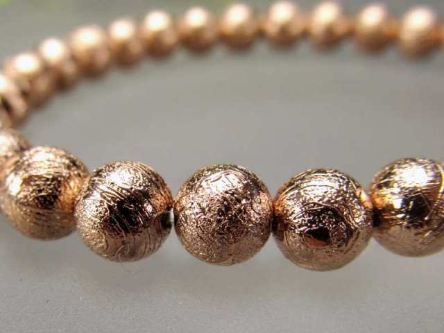 ギベオン ブレスレット 6mm-6.5mm×30珠 28.2g ピンクゴールド 本物 