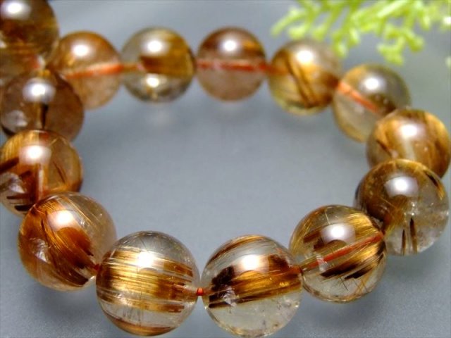 明るめ 4A タイガータイチンルチルクォーツ ブレスレット 10.5mm-11mm  