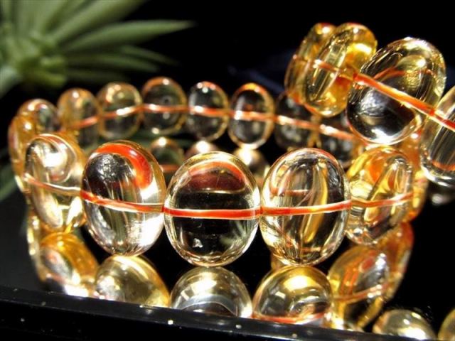 5A シトリン(黄水晶)フラットオーバル タンブルブレスレット 幅約14mm  