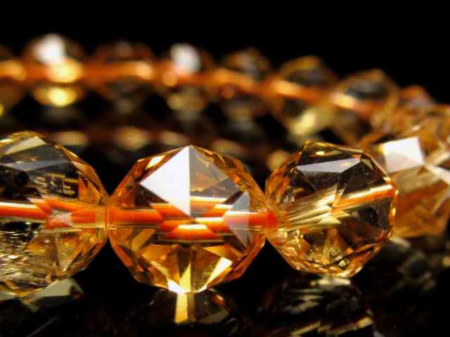 シトリン スターカット ブレスレット 9mm-10mm×19珠 透明シトリン 幸運  