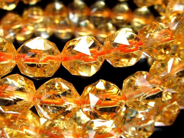 4A 宝石質 シトリン スターカット ブレスレット 約7mm-7.5mm×23珠前後 