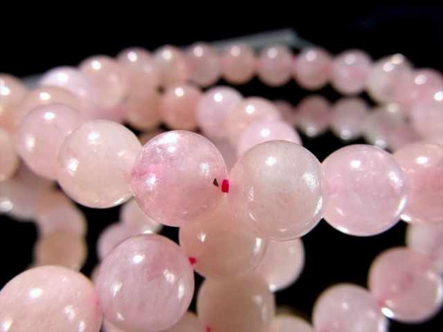 ミルキーピンクモルガナイト ブレスレット 7mm-7.5mm×25珠前後 艶感抜群 ピンクアクアマリン 4月の誕生石『清純・愛情・優美』の象徴 ブラジル産