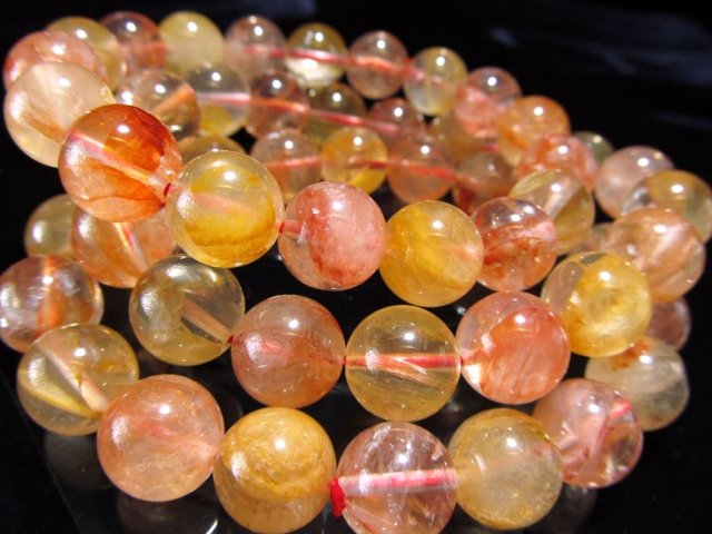 MIXライモナイトインクォーツ（褐鉄鉱）ブレスレット 9.5mm-10mm×20珠 