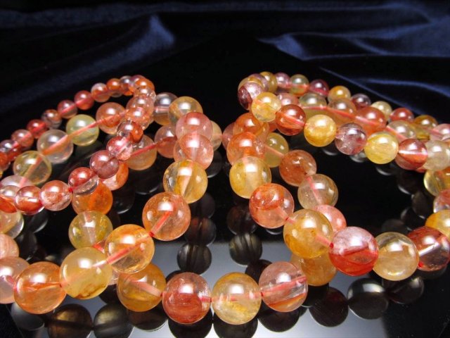 MIXライモナイトインクォーツ（褐鉄鉱）ブレスレット 12mm-12.5mm×18珠 