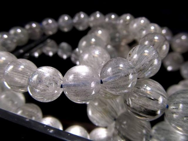 ブルーグレー ルチルクォーツ ブレスレット 8.5mm-9mm×22珠前後