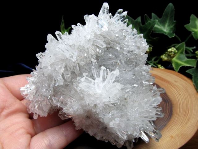 5A 超透明花咲き結晶 四川 フラワー水晶 クラスター 最大幅約87mm 重さ 