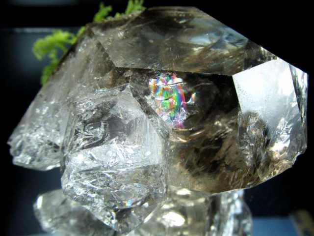 虹たっぷり 特大サイズ ハーキマーダイアモンド水晶 最大幅98mm