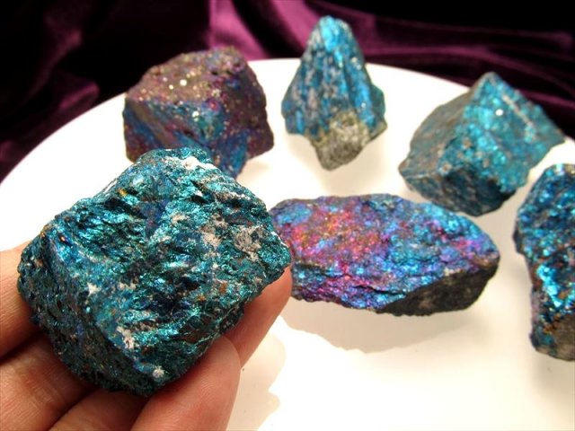 極上玉虫色 チャルコパイライト〈黄銅鉱〉原石 約250g詰め合わせ 3-5個