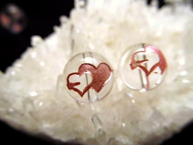 8ミリ珠 手彫り キューピッドアロー ハート 天然水晶 キューピッドハート彫り 縦穴タイプ 8mm ピンク 天然石ビーズ 全3サイズ 天然石 粒売り tu-p