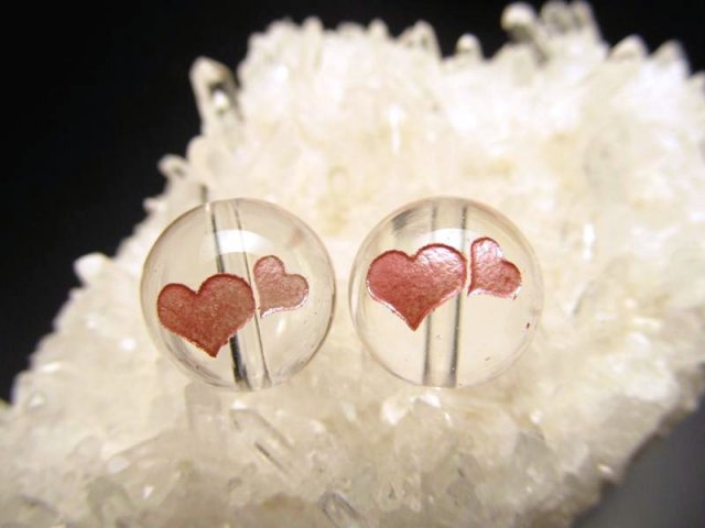 12ミリ珠 手彫り ペアハート 天然水晶 ペアハート彫り 縦穴タイプ 12mm ピンク 天然石ビーズ 全3サイズ 天然石 粒売り tu-p