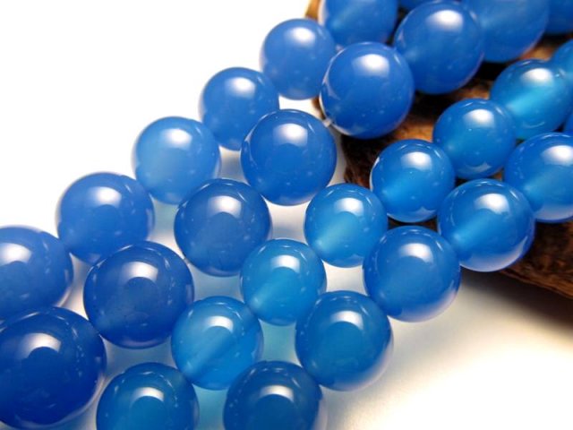 約4mm-4.5mm珠 ブルーアゲート 一連 約38cm-40cm 青瑪瑙 天然石 ビーズ