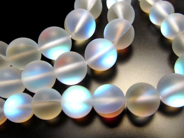 激安宣言 フロスト加工 約14mm珠 レインボーグラスオーラ・ルナフラッシュ 一連 約37-39cm 人工石 geki rn-s パワーストーン 天然石