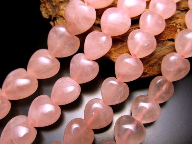 ハート型 14mm ローズクォーツ 紅水晶 一連 約38-40cm ブラジル産 rn-p パワーストーン 天然石