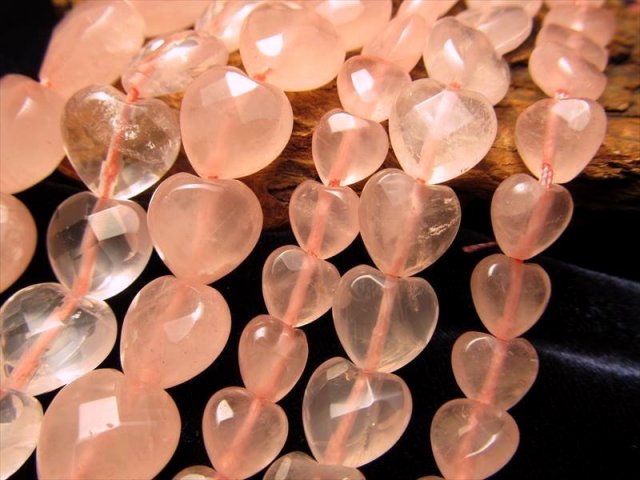 ハートカット型 10mm ローズクォーツ 紅水晶 一連 約38-40cm ブラジル産 rn-p パワーストーン 天然石