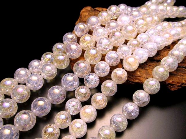 12mm珠 レインボー水晶 爆裂水晶 オーラタイプ 一連 約38-40cm rn-p
