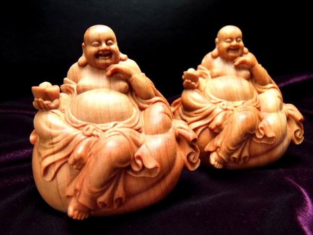 布袋様 置物 木彫り ふくま
