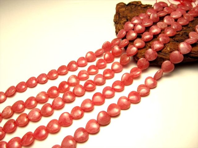 約7mm珠 インカローズ ロードクロサイト ハート型 一連 約39cm 天然石