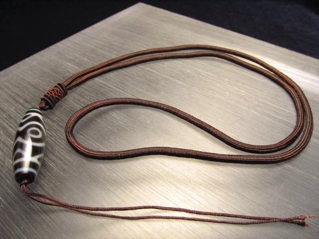 天珠 デザイン組み紐ネックレス 首周りサイズ60cm シンプルで太めの