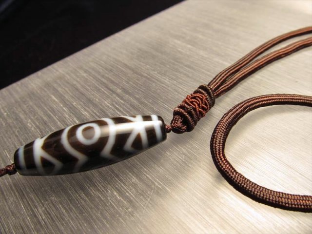 天珠 デザイン組み紐ネックレス 首周りサイズ60cm シンプルで太めのひもタイプ タイプF pa- パワーストーン 天然石