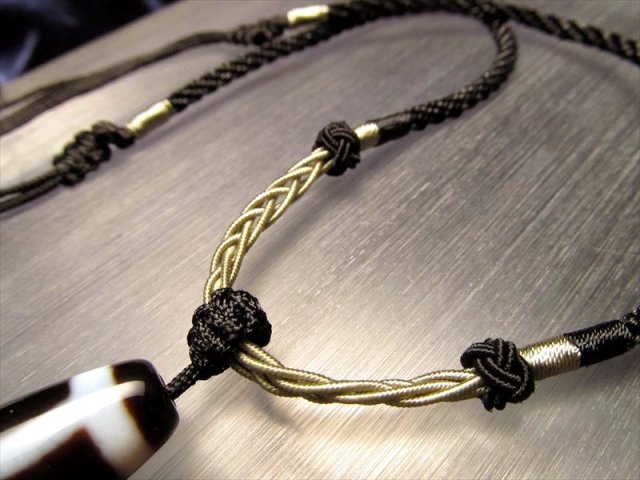 天珠 デザイン組み紐ネックレス 首周りサイズ40cm-60cm サイズ調節付き
