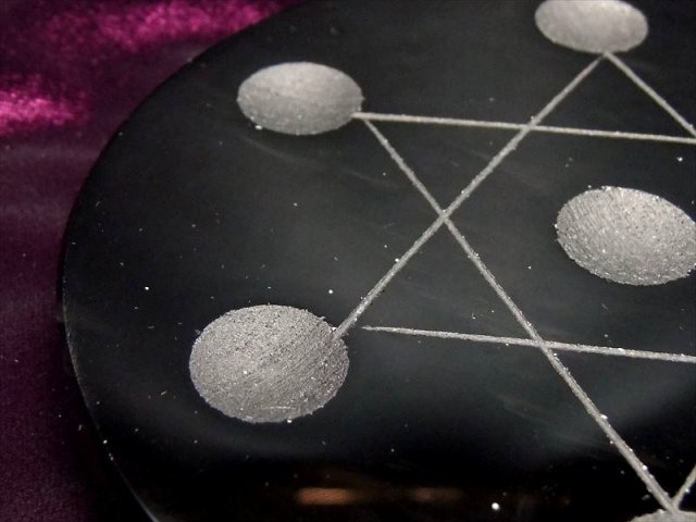 Lサイズ 天然石七星盤 オブシディアン 直径約100mm 水晶パワーを最大限