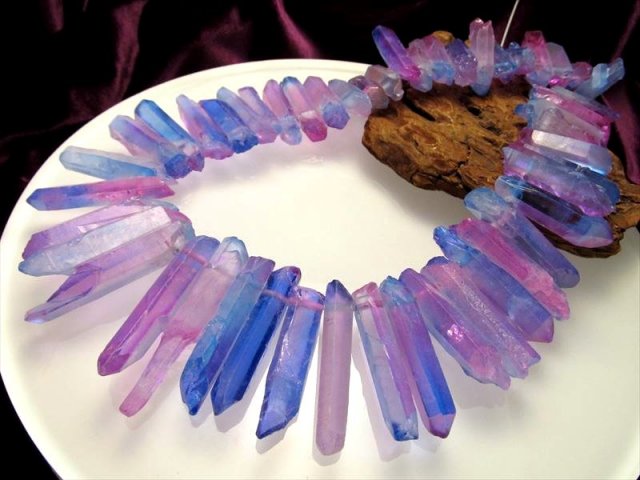 今回は濃いめ 縦約20-50mmピンク&ブルー染色フロストタイプ ナチュラル