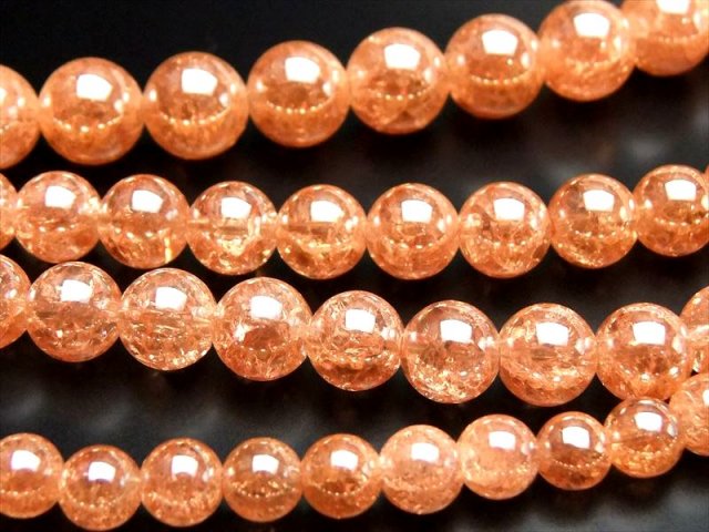 約10mm シャンパンオレンジゴールドオーラ 一連 約38-40cm 蒸着水晶 シャンパンカラー レインボー水晶 爆裂水晶 rn-s パワーストーン 天然石