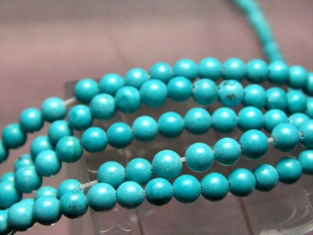 極小サイズ 3mm-3.5mm珠 ターコイズ(トルコ石) 一連 約38-40cm