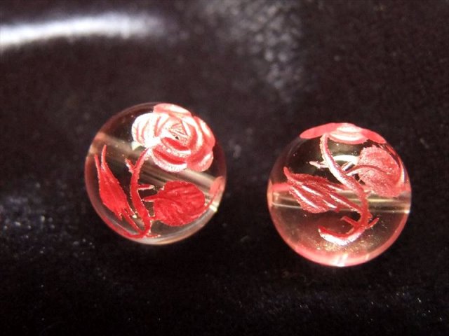 10ミリ珠 手彫り 薔薇 ローズ 天然石 ビーズ 天然水晶 ローズ彫り 薔薇彫り 10mm ピンク 天然石 粒売り tu-p