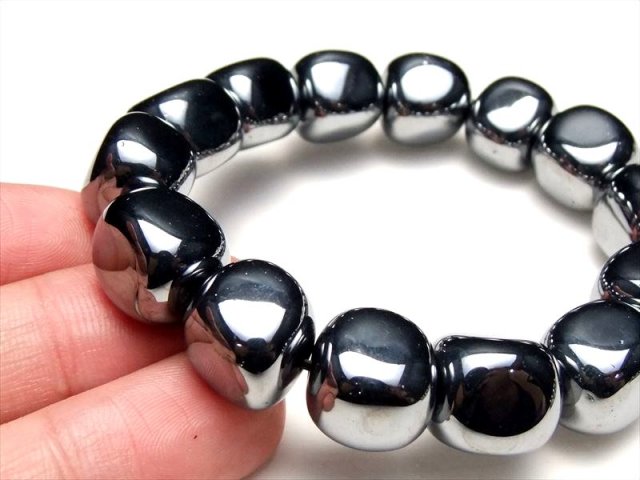 テラヘルツ鉱石 不定形ビーズ ブレスレット 3Lサイズ 14-17mm×14珠前後