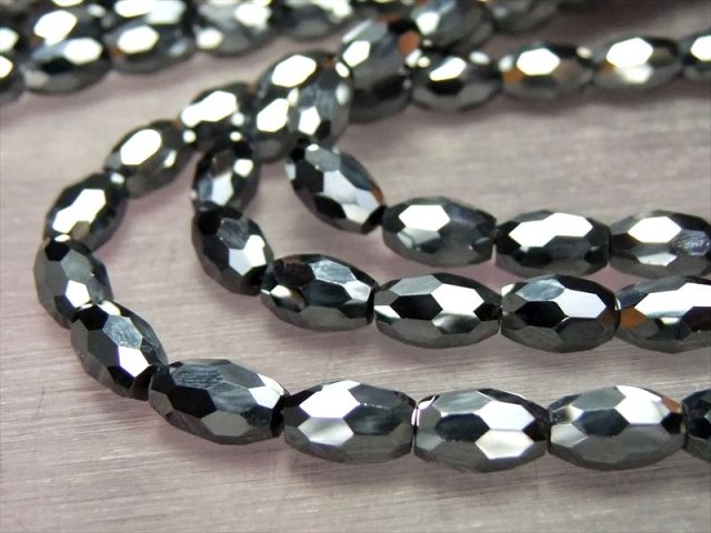 テラヘルツ鉱石 多面カット俵型ビーズ 約5mm×7mm珠 一連 約38-40cm つやつや タンブルカット 多面カット ビーズ 話題の 高純度 テラヘルツ 鉱石 2026年
