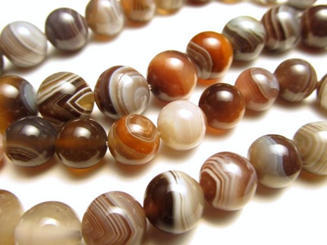 約6mm珠 ボツワナアゲート 一連 約37-39cm 美しい縞模様 心の豊かさを