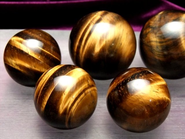 3A タイガーアイ 丸玉 直径32mm-34mm 金運の代名詞 良質シャトヤンシー 幸運を招く聖なる石 南アフリカ産