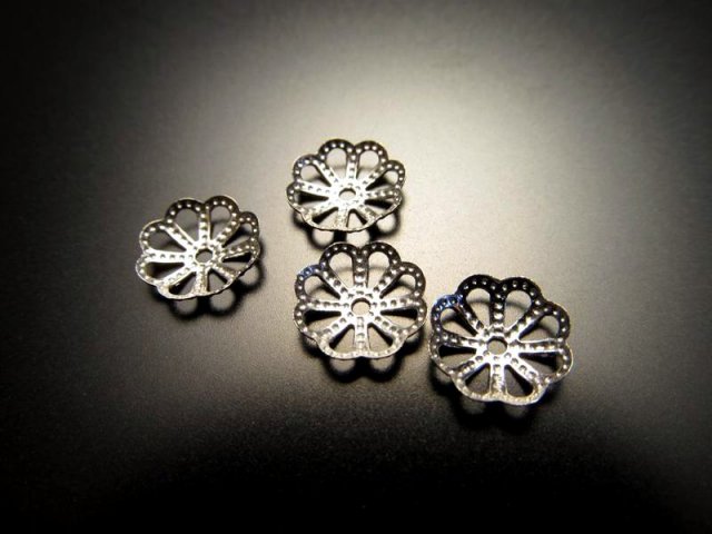 S3 花型飾り金具メタルパーツ シルバー 約8mm 激安約150個入り