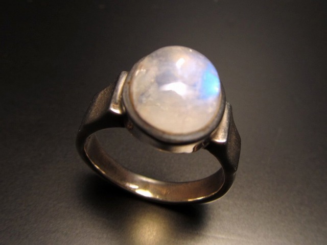 ブルームーンストーン リング 縦約12mm 17号 極上質ストーン使用 シルバーリング Silver925 極上シラー&透明・月長石 指輪 パワーストーン 天然石