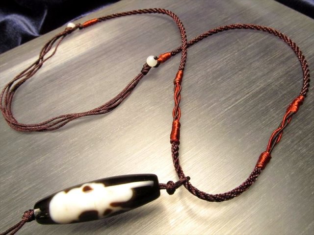 デザイン組み紐ネックレス タイプJ 首周りサイズ約35-65cm ビーズ装飾