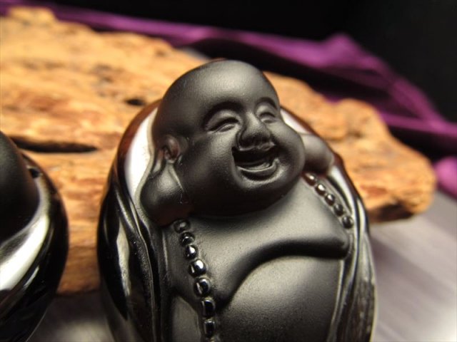 激安宣言 特大サイズ 七福神で有名な布袋様 開運・守護 フロストタイプ お守りとしても透明オブシディアン 黒曜石 布袋尊彫り カービングプレート タイプA