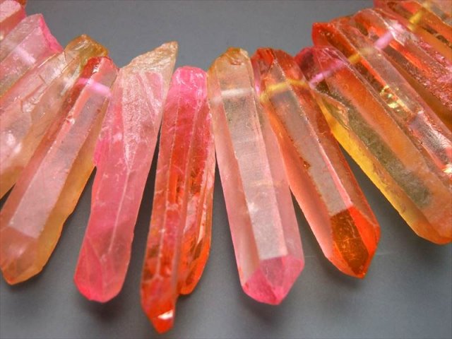 縦約20-50mm オレンジ＆ピンク染色フロストタイプ ナチュラルポイント