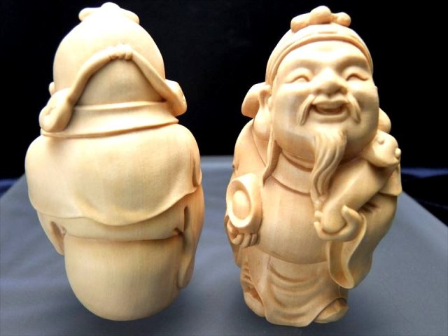 財神 木彫り置物 高さ約83mm 財福をつかさどる神 木彫り 天然木観音彫刻シリーズ 風水やインテリアに パワーストーン 天然石