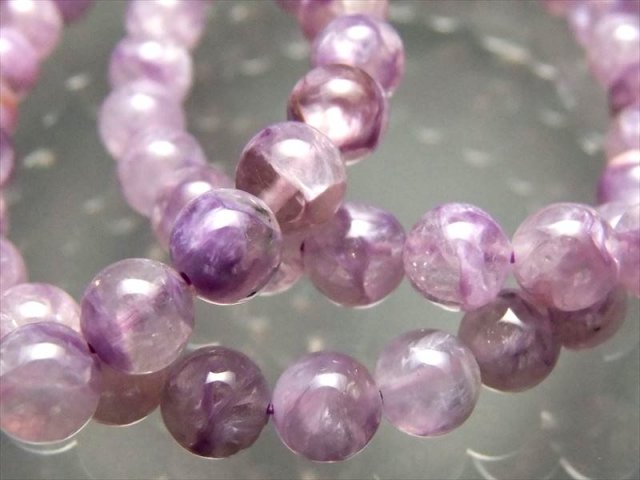 AAA エンジェルシリカ ブレスレット 6-6.5mm×29珠前後 レア チャロアイト&水晶共生 美麗マーブル チャロアイト ロシア産 bl-