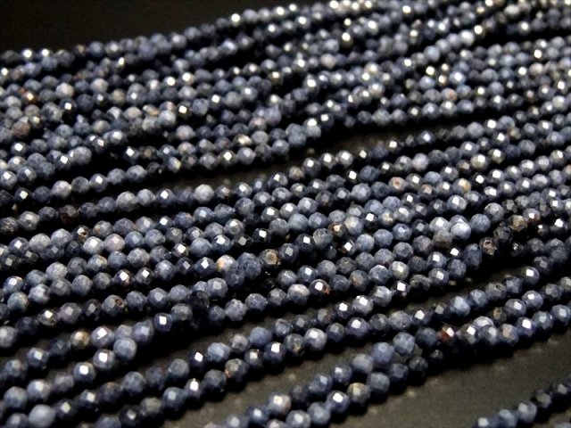 4A サファイア 極小サイズカット 2.5mm-3mm珠 一連 約38-40cm 穴径約