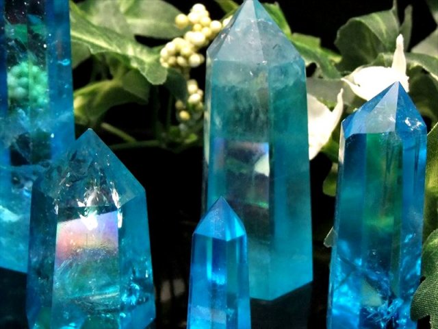 ブルーアクアオーラ 天然水晶ポイント(六角柱) 40g-50g 手ごろな