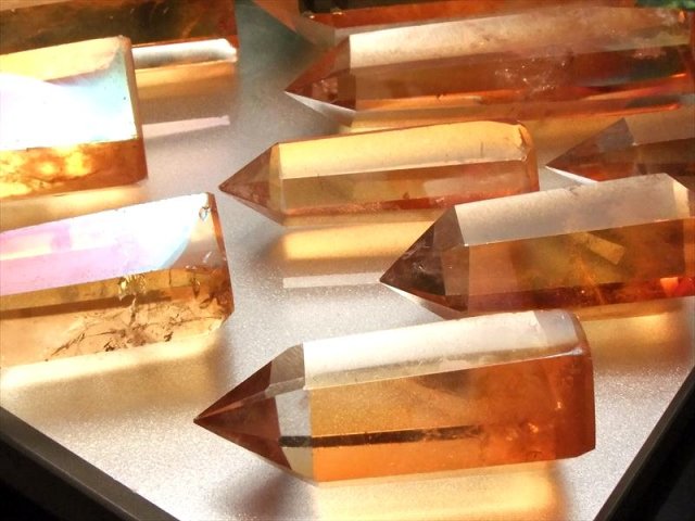 オレンジ トロピカルオーラ 天然水晶ポイント(六角柱) 30g-40g 極上超